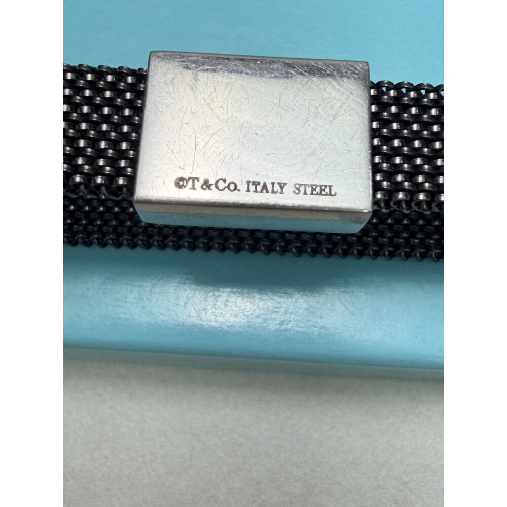 Tiffany & Co Steel Mesh Stretch Bracelet Sz 6.5 Box Pouch And Box Unisex - Picture 4 of 8
